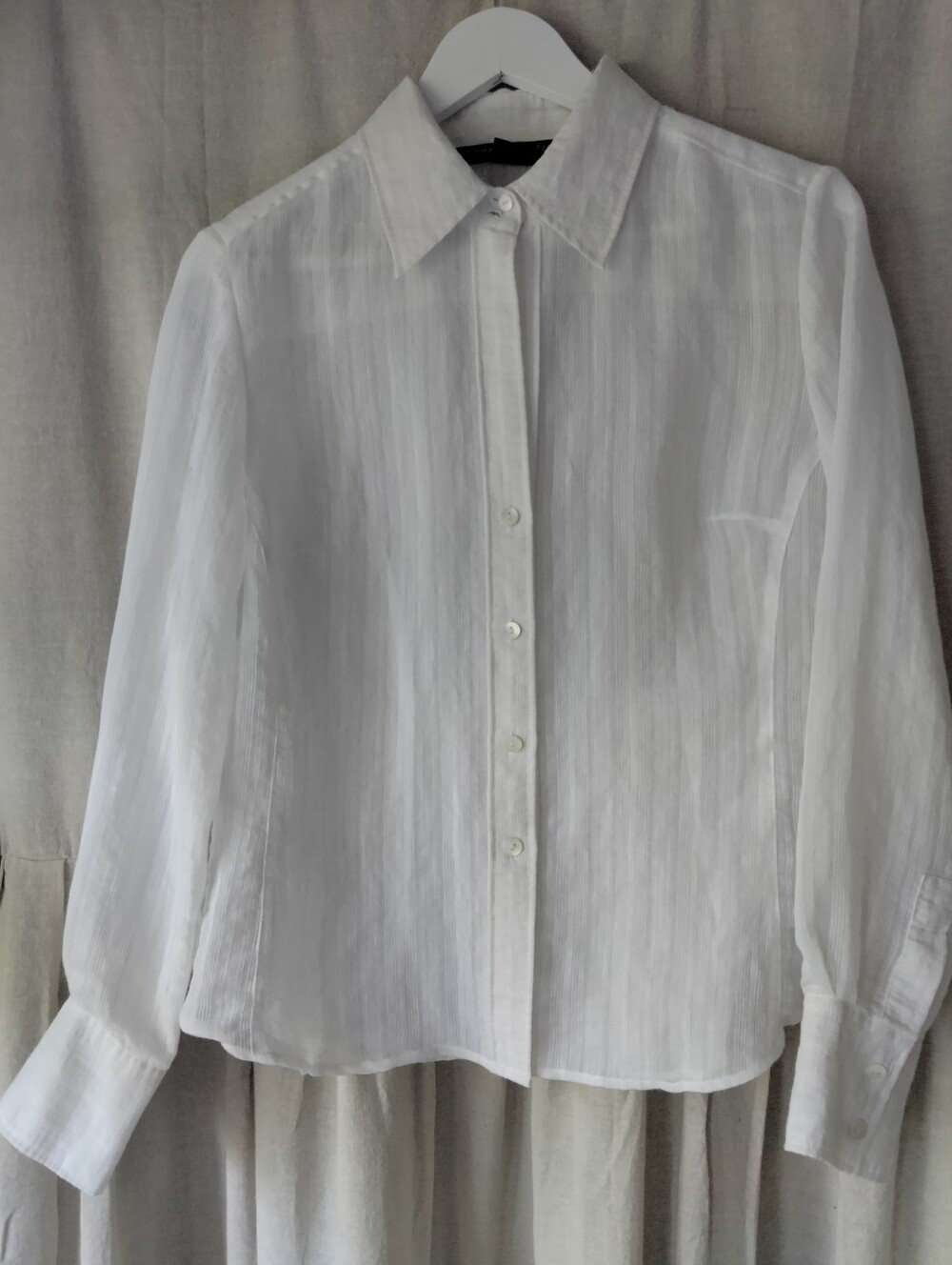 Tommy Hilfiger White Semi-Sheer Button-Front Shirt
